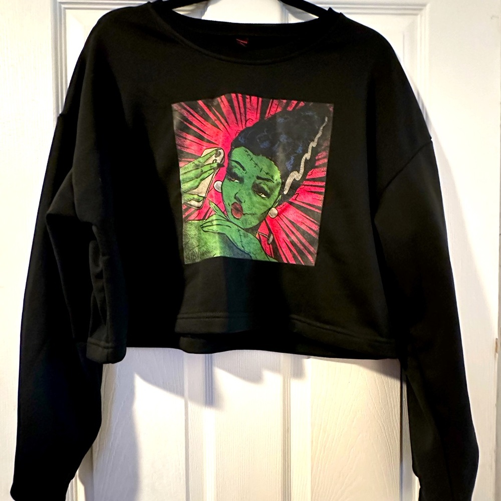 Crop top sweatshirt! Never worn! Miss Frankenstein Halloween selfie